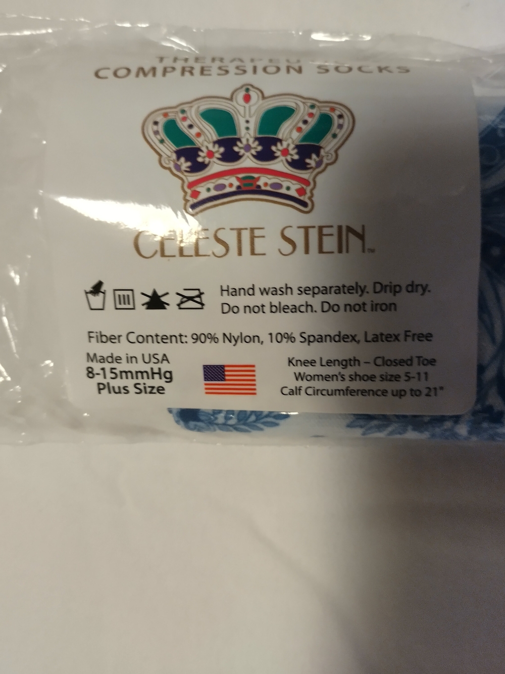 Celeste Blue Floral Compression Socks For Women